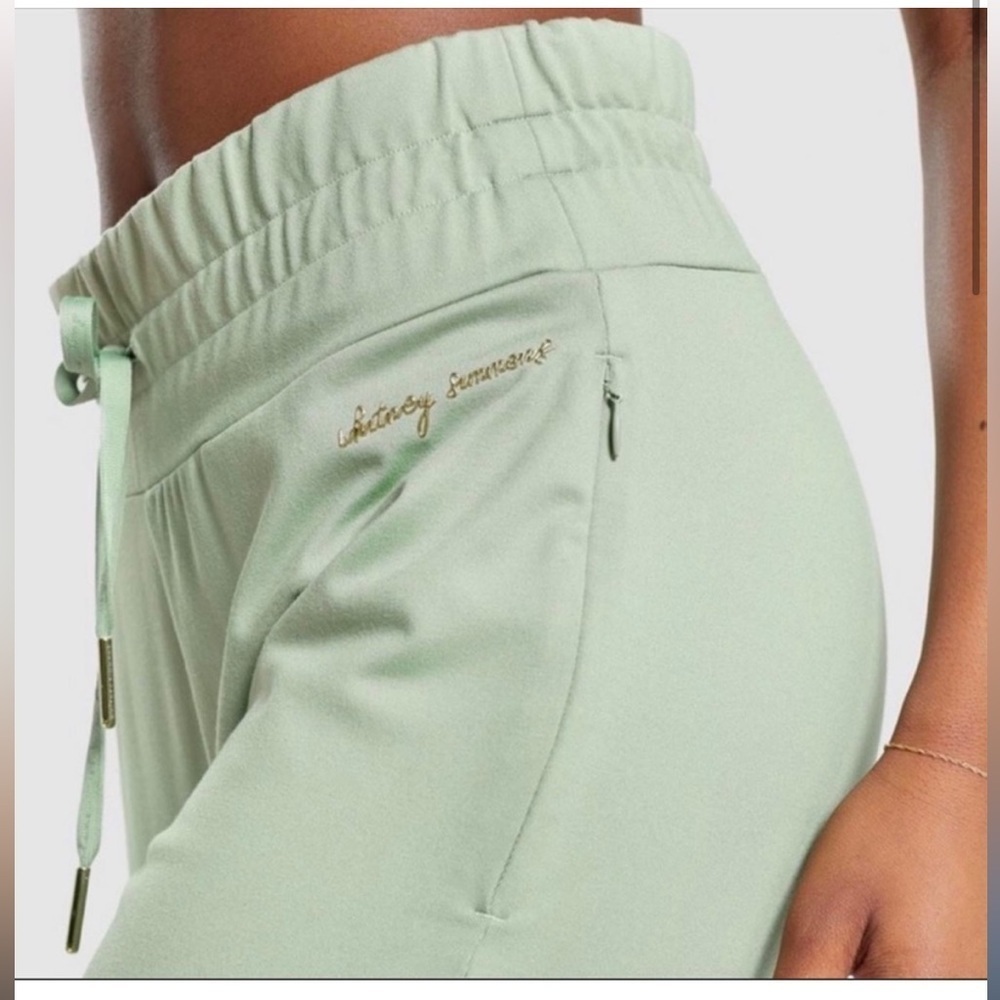 Gymshark Whitney Simmons Jogger Pants Women Size S Fitted Ruched Moss Greenā